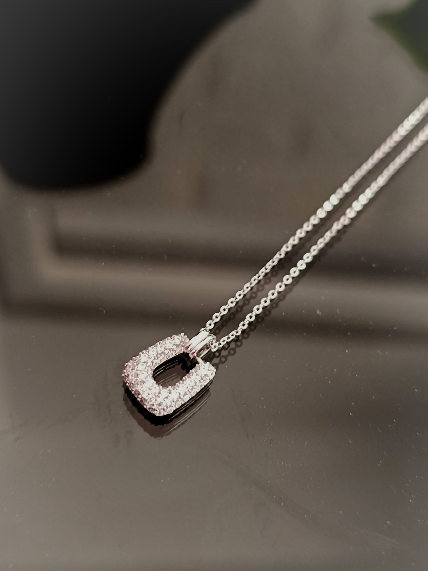 Silver Tone Diamond Studded Chain Pendant (AJ019)